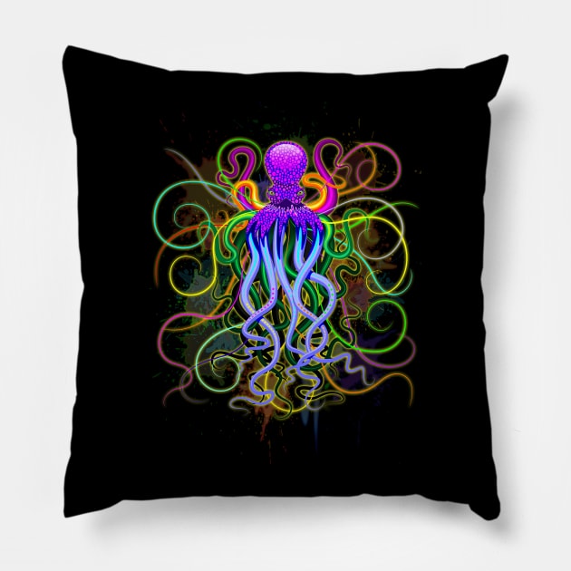 Octopus Psychedelic Luminescence Pillow by BluedarkArt