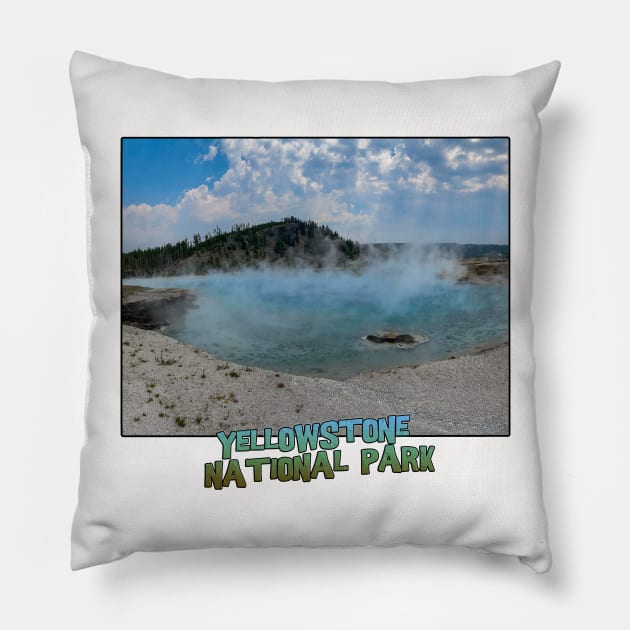 Yellowstone National Park - Excelsior Geyser Crater Pillow by gorff