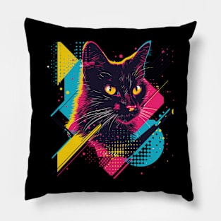 Cat Neon Pop Art Explosion Pillow