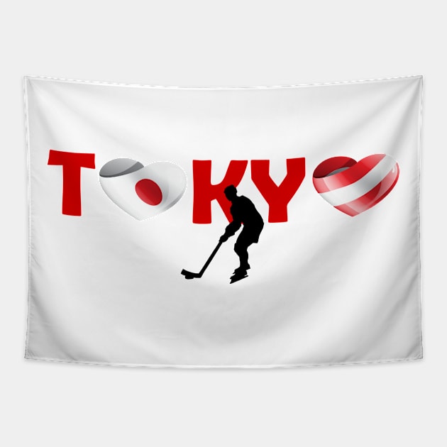 Sports, Hockey, Austria in Tokyo! Tapestry by ArtDesignDE