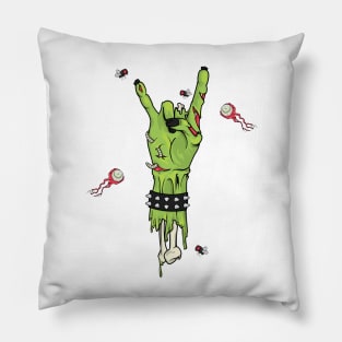 Rocks Zombie Peace Sign with Eyes and Flies Pillow