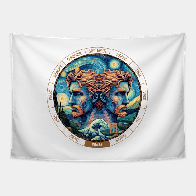 ZODIAC Gemini - Astrological GEMINI - GEMINI - ZODIAC sign - Van Gogh style - 10 Tapestry by ArtProjectShop