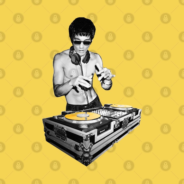 Dj Bruce Lee Gold Disc - White Background by jonathanptk