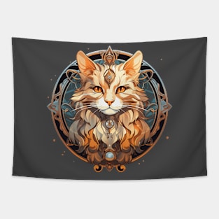 Art Nouveau Orange Kitty Tapestry