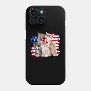 Funny Cat Patriotic USA Cat Lovers Cat Moms 4th July American Phone Case