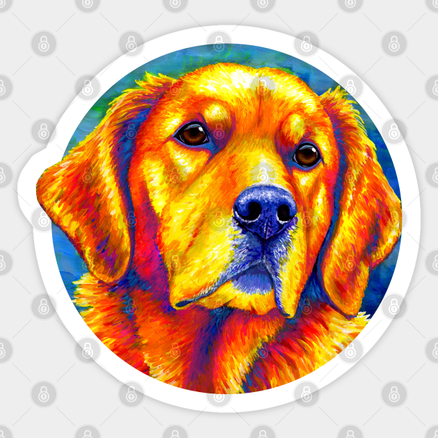 Colorful Golden Retriever Dog Golden Retriever Sticker Teepublic
