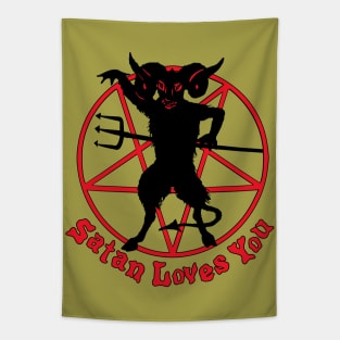 Satan Loves You Vintage Tapestry