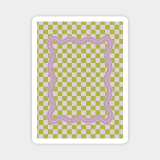 90s Checkerboard - Green-Purple Magnet