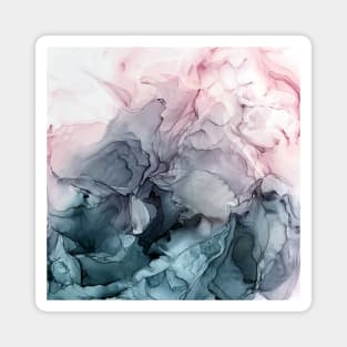 Blush and Payne's Grey Flowing Abstract Painting Magnet