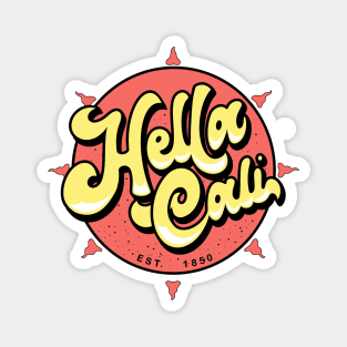 Hella Cali Orange Sun Yellow Lettering Logo Magnet