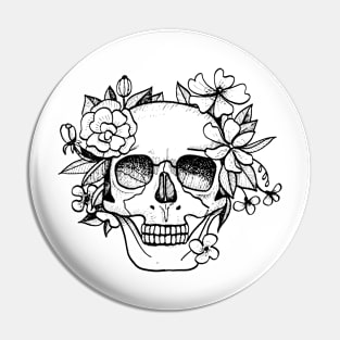 Skull and floral Pin