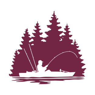 Lake Life Kayak Fisherman Silhouette T-Shirt