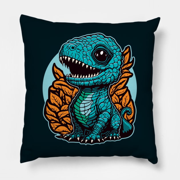 Cute Baby Dinosaur Graphic Design Pillow by TMBTM