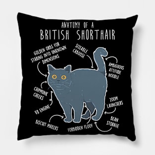 British Shorthair Cat Anatomy Pillow