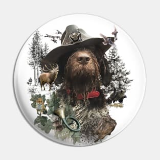 German Wirehaired Pointer , Hunting dog Pin