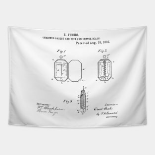 Locket and Coin Letter Scale Vintage Patent Hand Drawing Tapestry