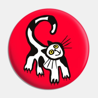 Black and White Cat in Red Pin