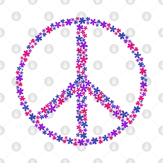 Floral Peace Sign - Discreet Bi Pride by JuneNostalgia