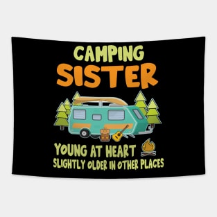 Camping Sister Young At Heart Slightly Older In Other Places Happy Camper Summer Christmas In July Tapestry