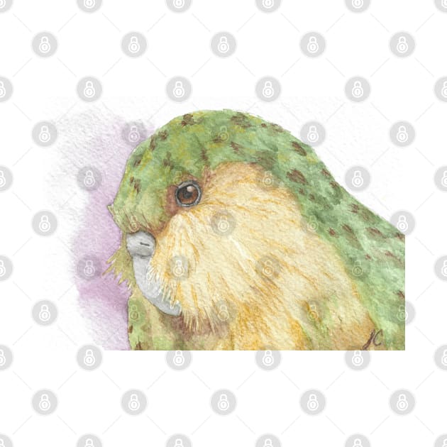 watercolor kakapo owl parrot portrait painting by Oranjade0122