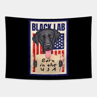 funny cute red white and blue with Black Lab USA patriotic Tapestry