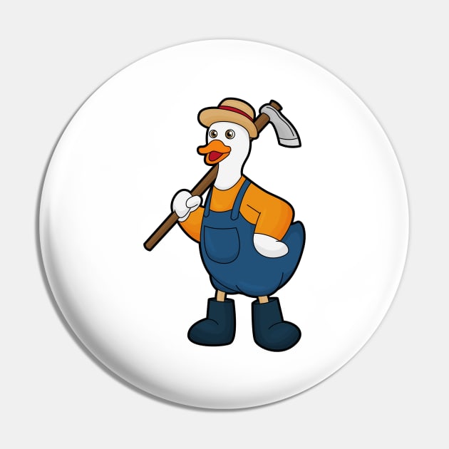 Duck as Farmer with Hoe Pin by Markus Schnabel