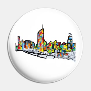 Bright Brisbane City Skyline Pin