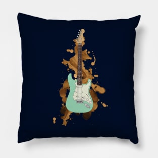 S-Style Electric Guitar Surf Green Color Pillow