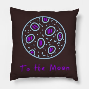 To the Moon, Funny colored planet, Versecism Art Pillow