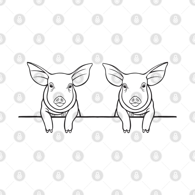 Piglets in Love - cute farm animal design - yellow by Green Paladin