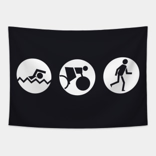 Triathlon Competition Icons Tapestry