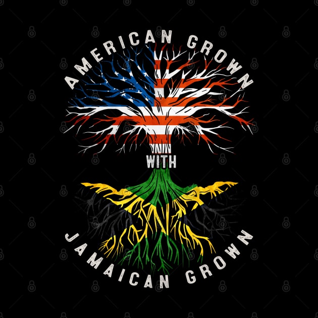 American Grown With Jamaican Roots Tree Jamaica Flag Usa Flag by Henry jonh