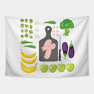 Food Flat Lay Tapestry