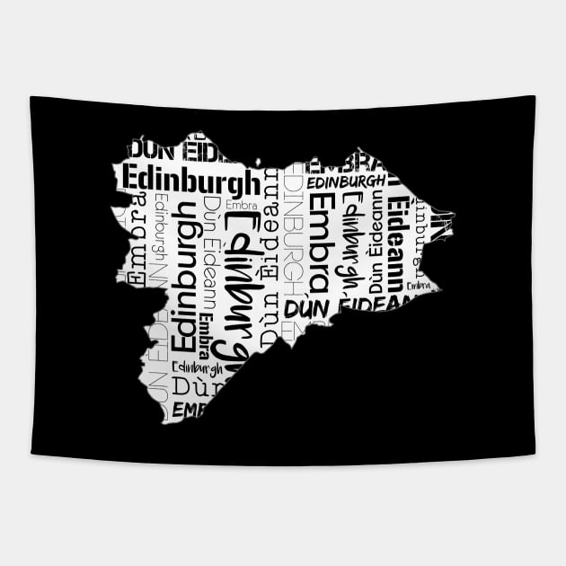 Edinburgh City Map With Text Tapestry by MacPean