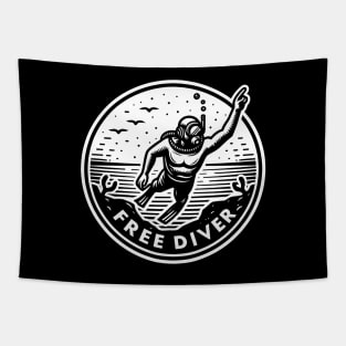 Free Diving Diver Tapestry