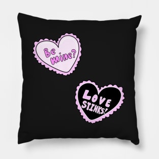 Be Mine and Love Stinks Contrast Heart Valentines, made by EndlessEmporium Pillow