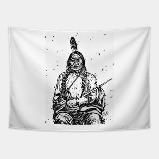 SITTING BULL ink portrait.1 Tapestry