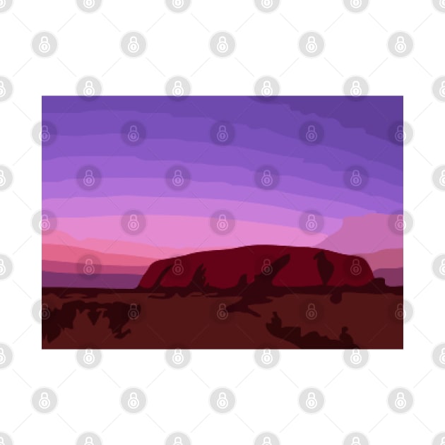 Purple Sunset Over Uluru by gktb