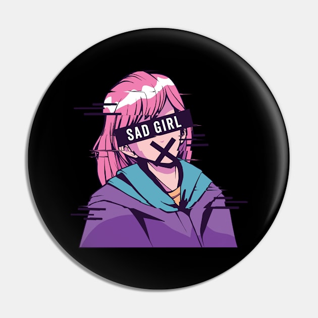 Sad Anime Girl Pin by OnepixArt