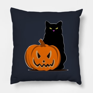 Black cat and pumpkin Pillow