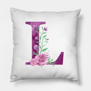 Floral Monogram L Beautiful Rose Bouquet Pillow