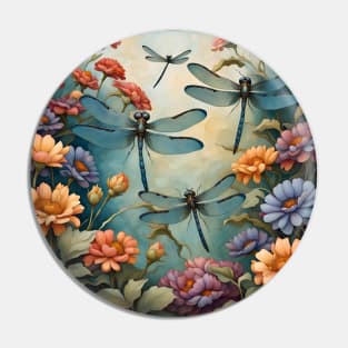 Jardin Bleu Dragonfly Flower Oasis Blue Garden Pin