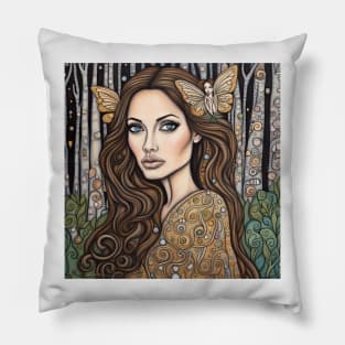 Angelina Jolie as a fairy in the woods Pillow