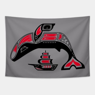 Tribal Whale (haida style mix) Tapestry