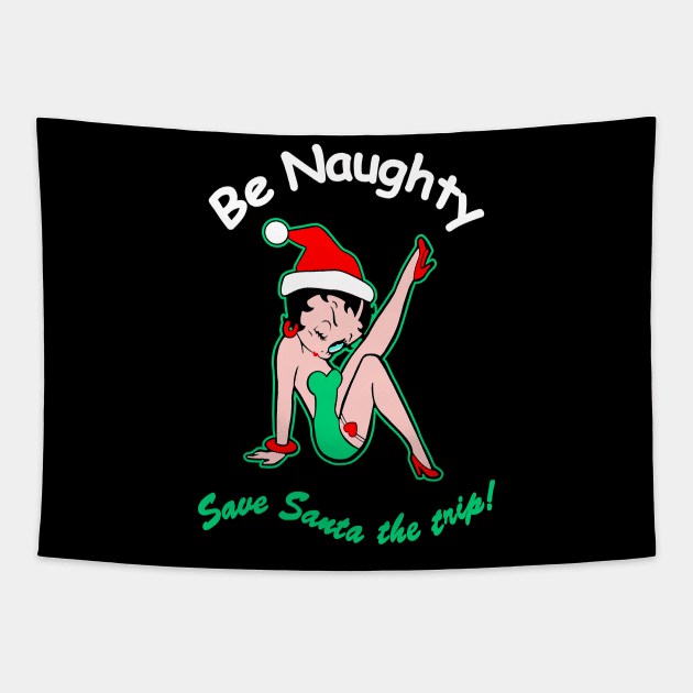 Be Naughty Betty Boop Christmas Tapestry by Amadeus Co