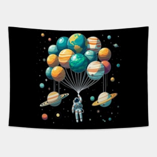 Funny Astronaut Space Balloon Planet Solar System Science Tapestry