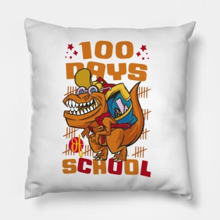 100 Days of school featuring a T-rex dino with bacpack #2 Pillow