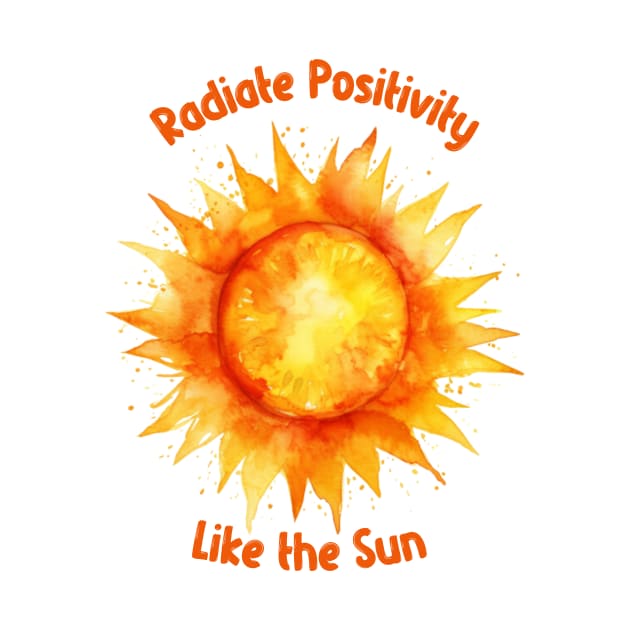 Radiate Positivity Brushed Watercolor Painted Sun by TeeCraftsGirl