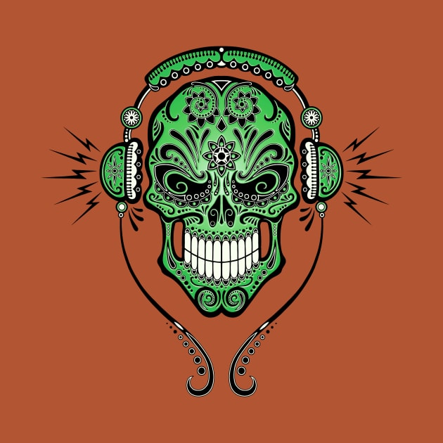 Green DJ Sugar Skull by jeffbartels