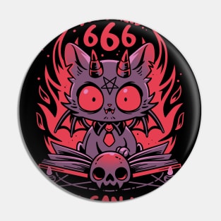 Satanic Support Cat - Hell Demon Kitten Pin